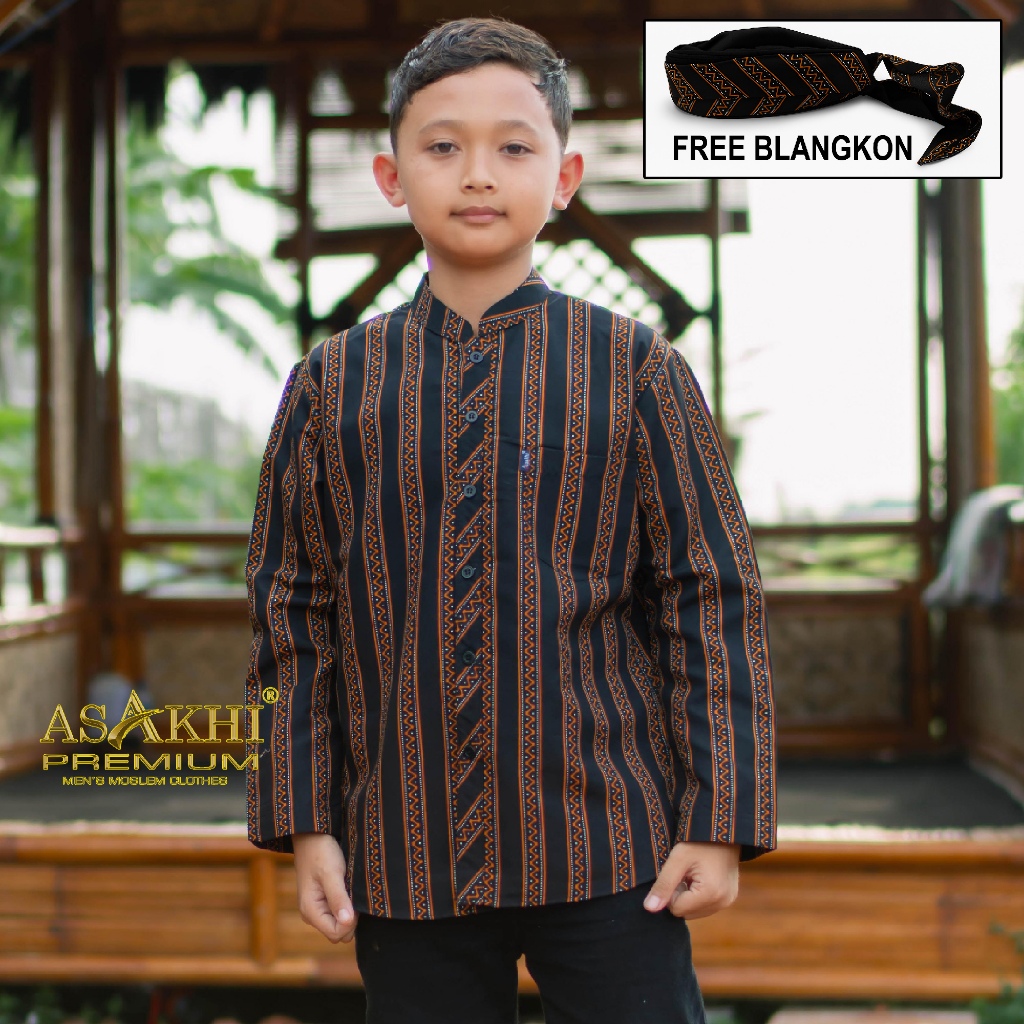 Asakhi baju lurik anak pakaian tradisional adat jawa 3-13 tahun