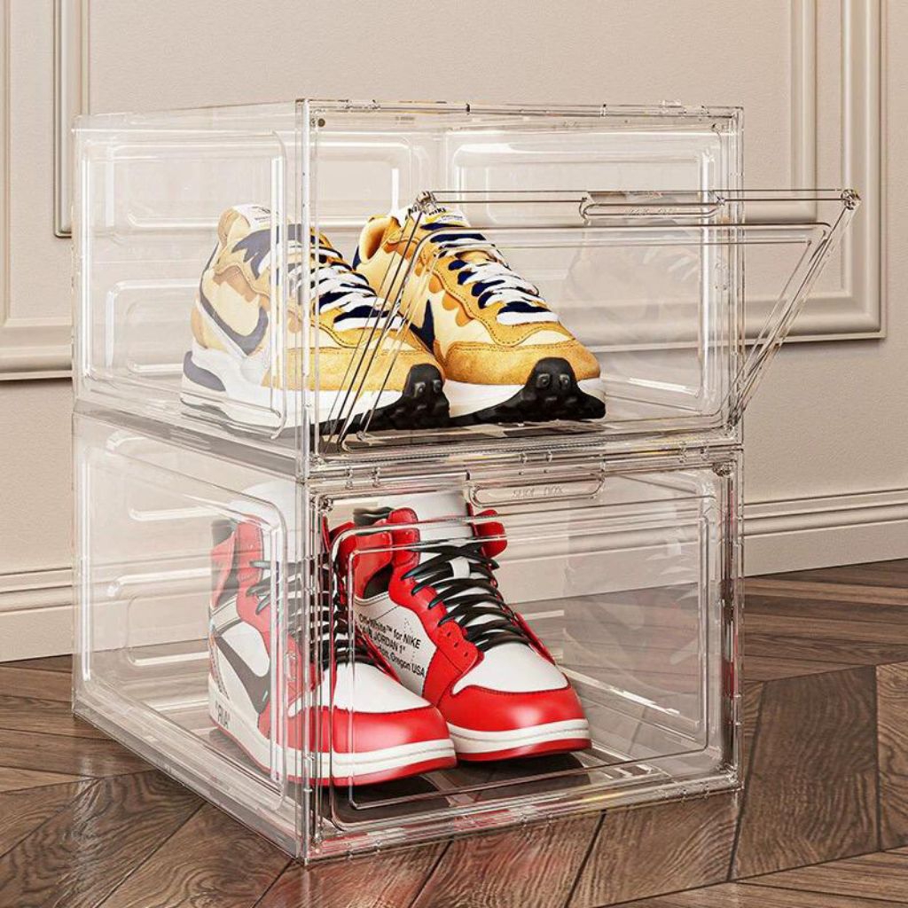 kotak penyimpanan sepatu transparant acrylic
