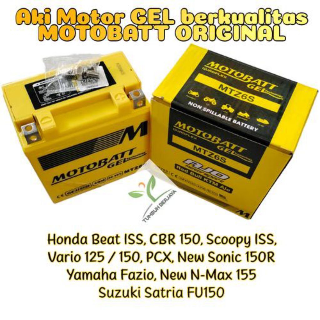 Aki Motor Honda Vario 125, Vario 150, Scoopy 2015 ke Atas, CBR 150R Motobatt MTZ6S Aki Kering