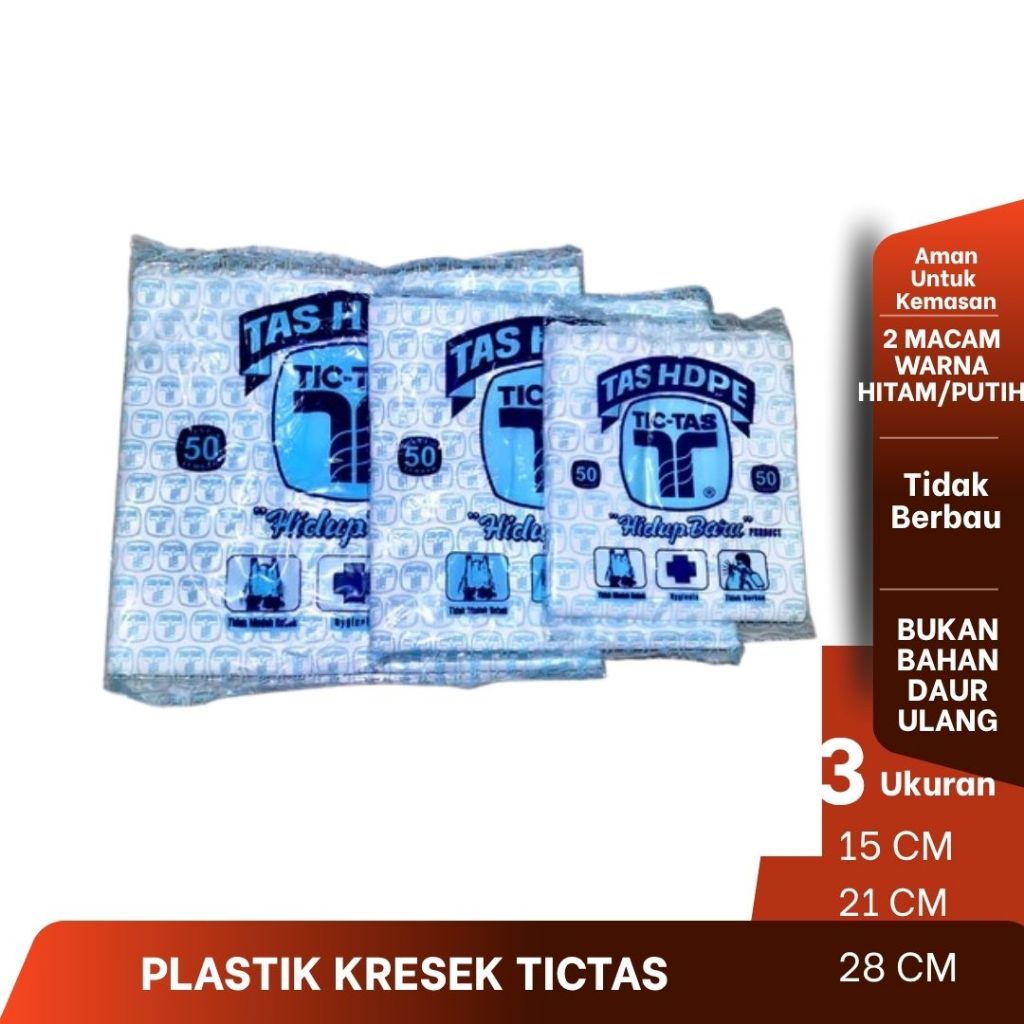 Plastik kantong kresek HDPE tic tas Putih / Hitam Tebal 015 Segala Ukuran