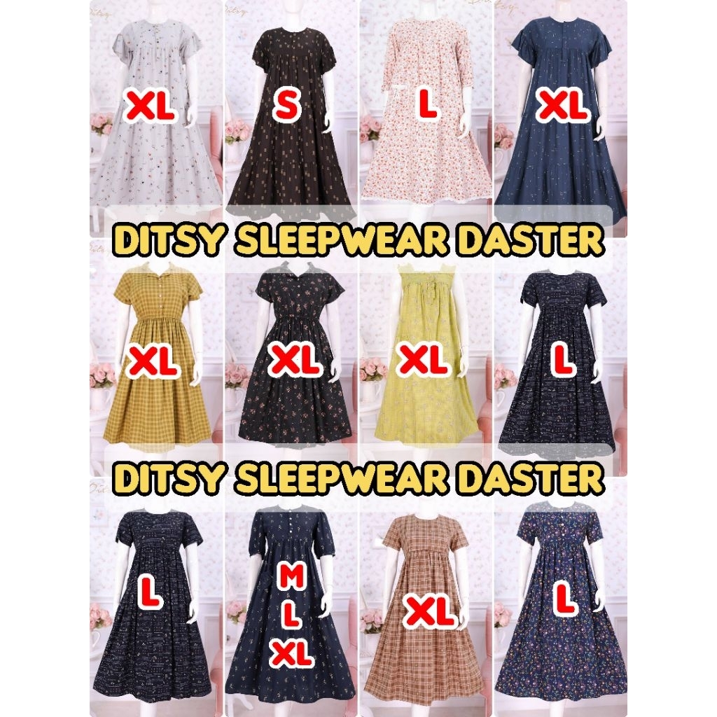 Ditsy Sleepwear Daster - Vintage: Eira, Claire, Modesty, Naira, Elan, Evanora. Nightdress:. Summer: 