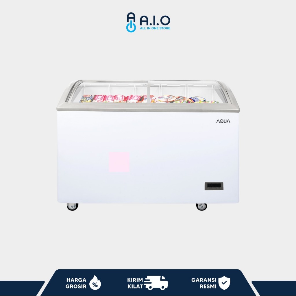 Chest Freezer 2 Sliding Glass Door 332 L AQUA AQF-332SD Cold Chain