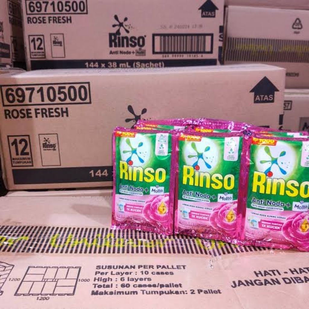 1 Dus isi 104 sachet rinso cair kemasan rp.500-an / deterjen cair