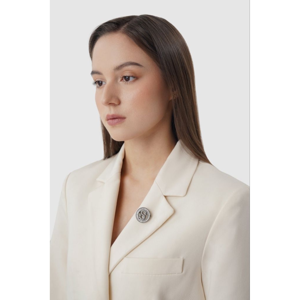 Petite Crystal Round Brooch Hematite Buttonscarves