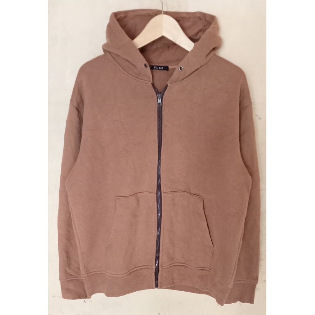 Hoodie zipper PLAC coklat