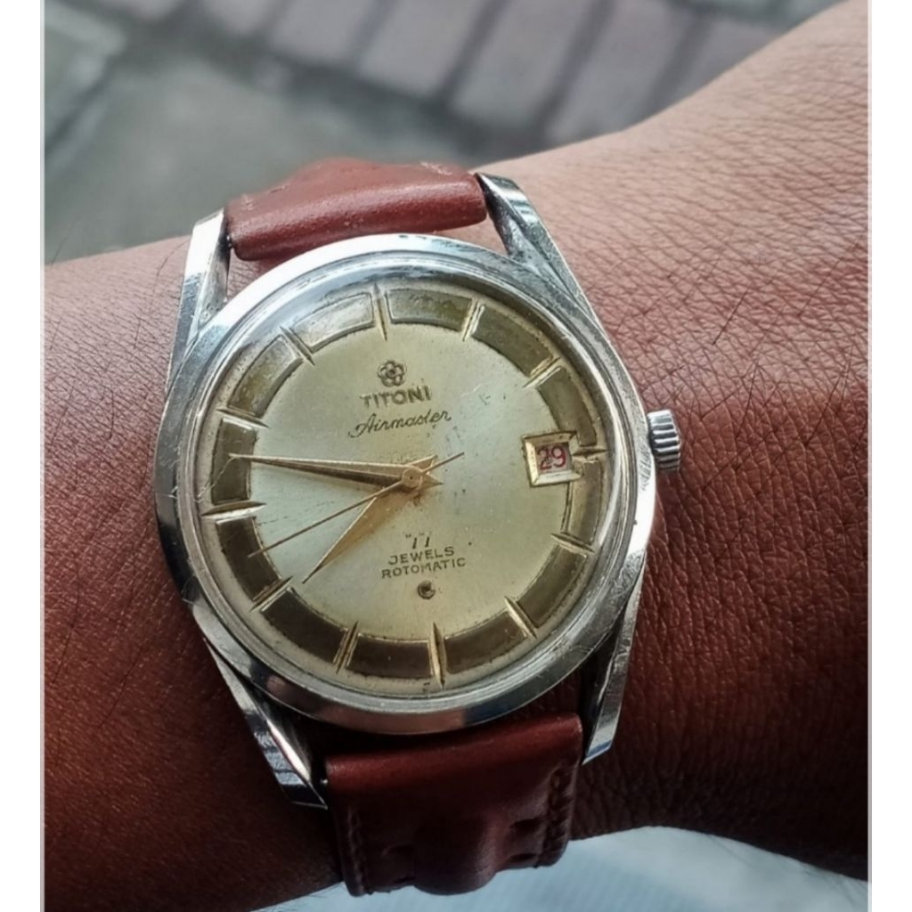 Jual Jam Tangan Titoni Airmaster  77 Jewels  Rotomatic Patina Dial Pan Original