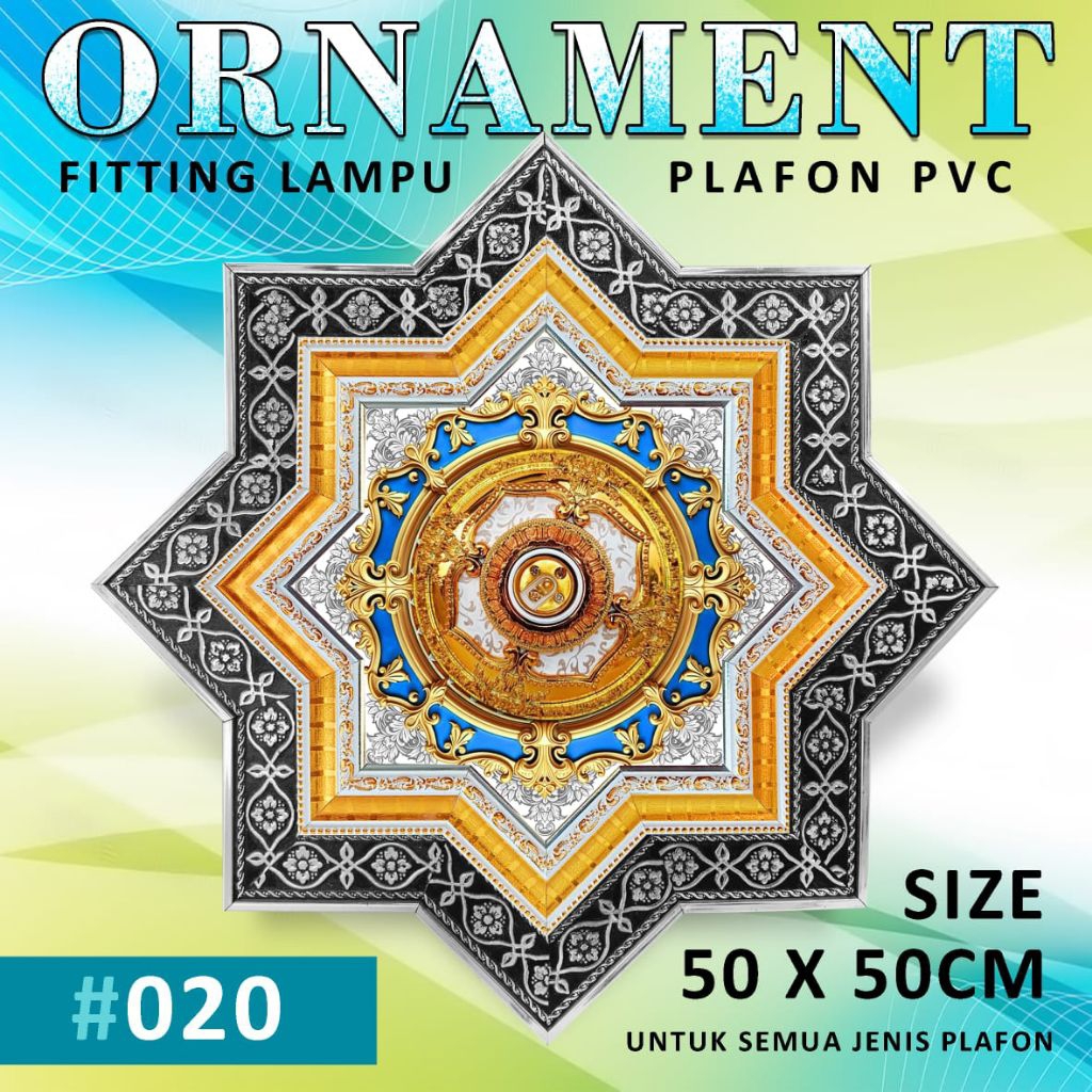 ornamen lampu plafon pvc ukuran. 50x50cm Doble pigura