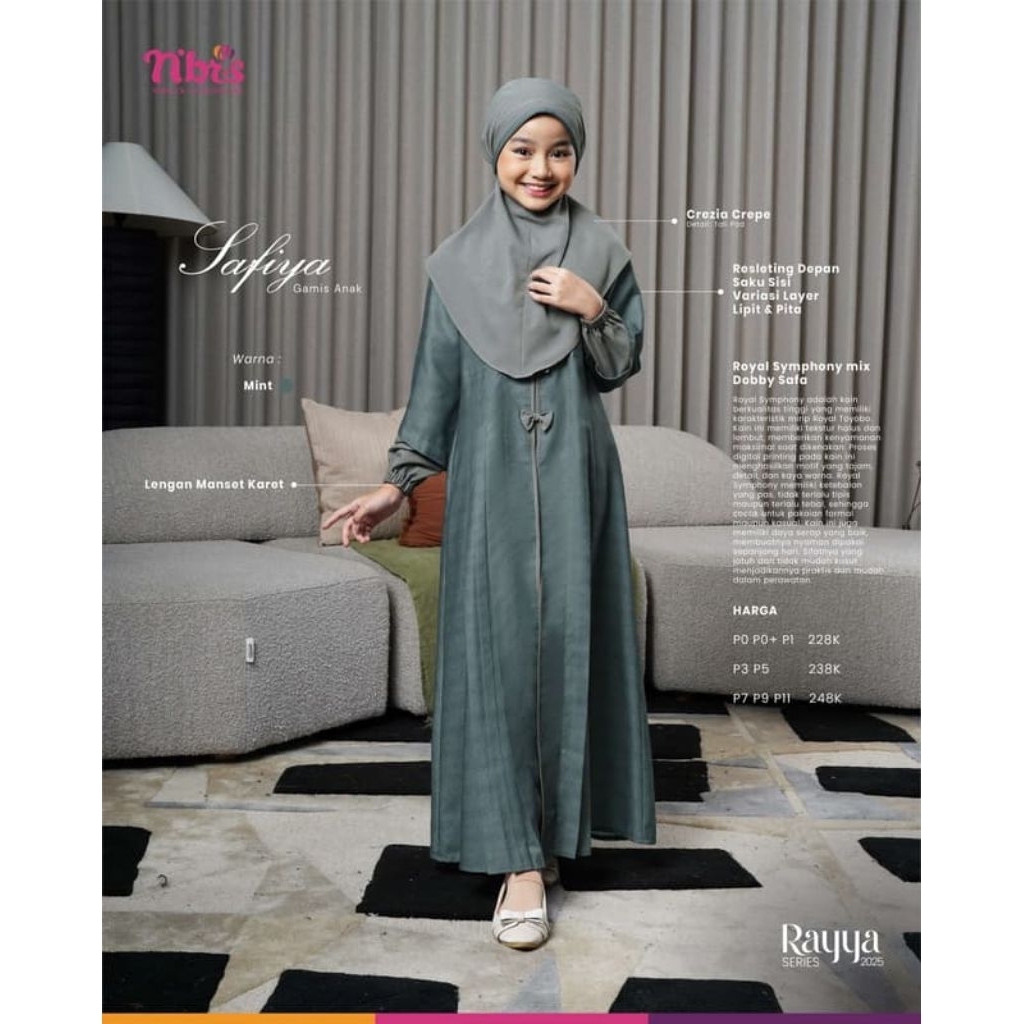 Gamis Nibras Anak ukuran P0 promo set hijab