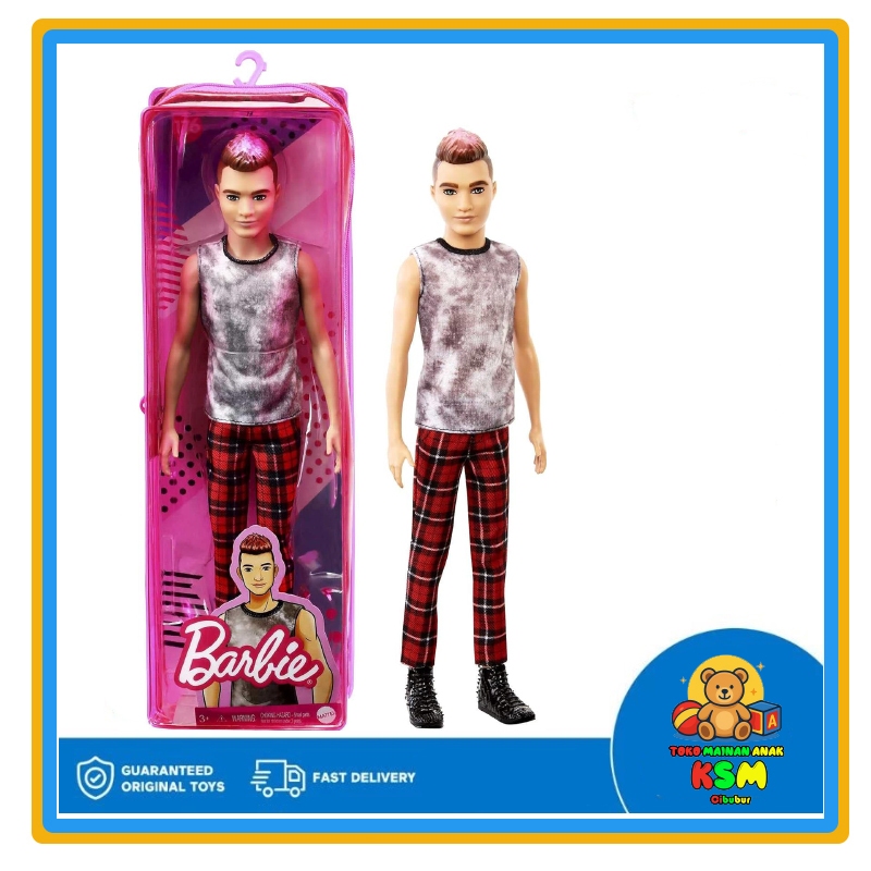Barbie Ken Fashionistas #176 – Boneka Ken Rambut Ombre Cokelat, Baju Tie-Dye Tanpa Lengan & Celana K