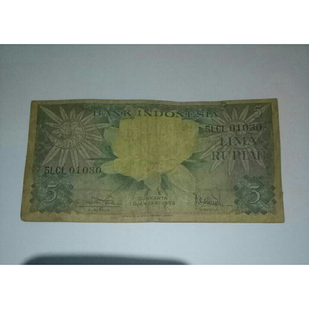 Uang kuno 5 rupiah seri bunga 100% Original