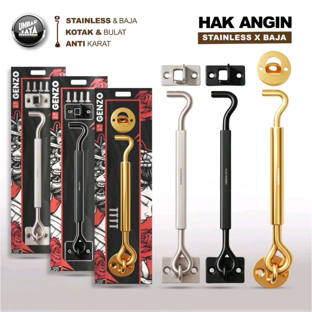 GENZO Hak Angin Penyangga Jendela Rumah Kotak Bulat Stainless Body Besar 20 cm Anti Karat