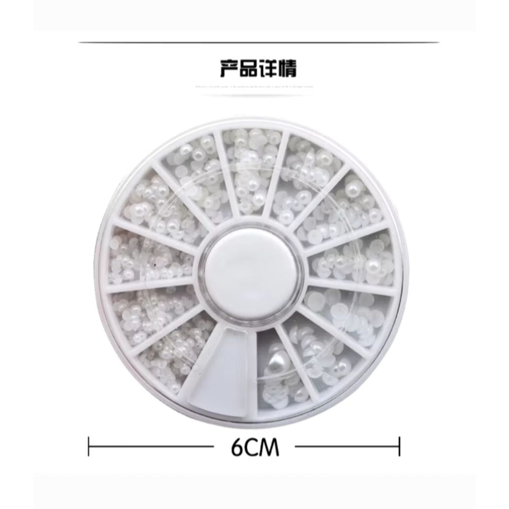 Hiasan Kuku Mutiara pearl Accessories untuk nail art wedding nail art ukuran campuran mix isi 12 Ped