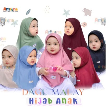 Ameena - Jilbab Anak Bayi Instan Dagu Malay 0 6 Bulan 1 Sampai 8 Tahun Bergo Malaysia Baby Bahan Jer