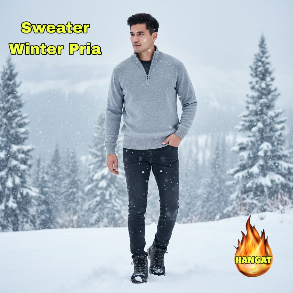 Sweater Pria Musim Dingin Bulu Halus Nyaman longjohn winter pria