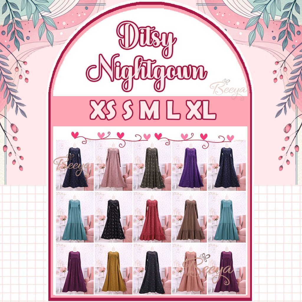 Ditsy Nightgown November XS SML XL Gamis daily muslimah terbaru