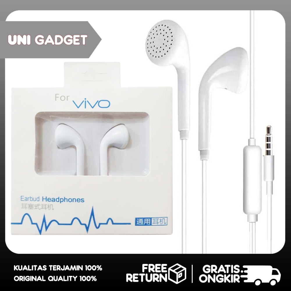 Headset VIVO ORI 100% With Mic Earphone Vivo MH133 ORI