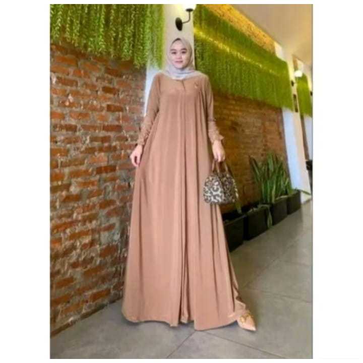 Gamis polos bahan adem dan jatuh premium dress wanita baju abaya baju kurung crinkle airflow