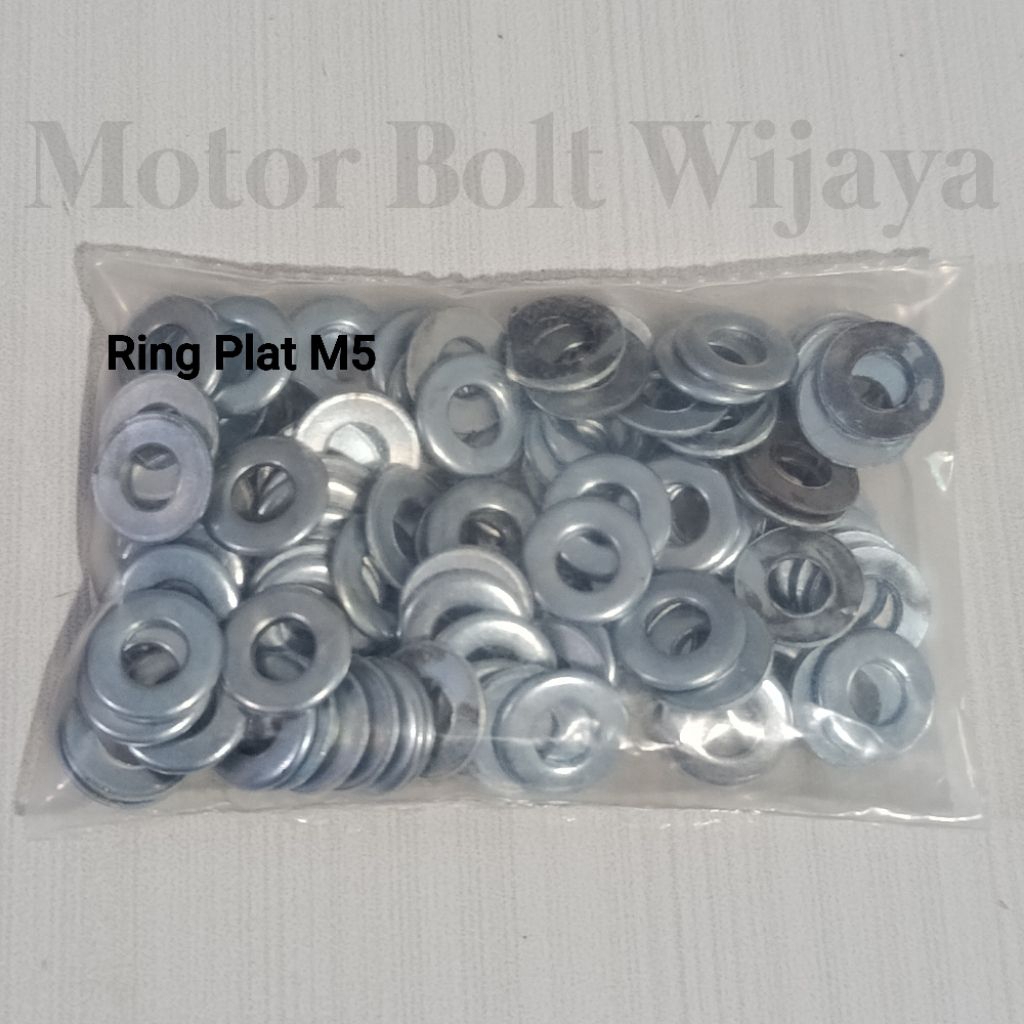 100 PC Ring Plat M5 / Plat Washer M5 / WP M5 / Ring Plat Putih 5mm Galvanis