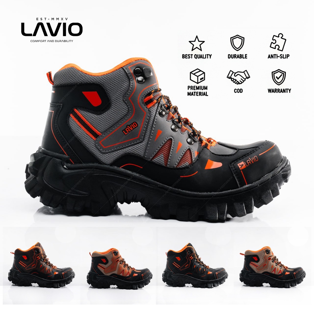 Sepatu Safety Pria | Safety Boots Tinggi Ujung Besi Lavio Footwear Gradient Original Proyek Outdoor