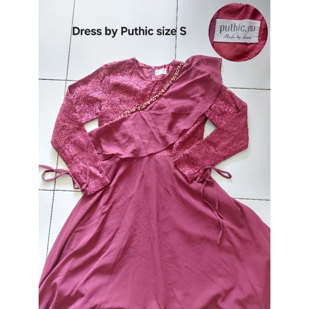 Obimodee Gaun Dress Gamis by Puthic Maroon Size S