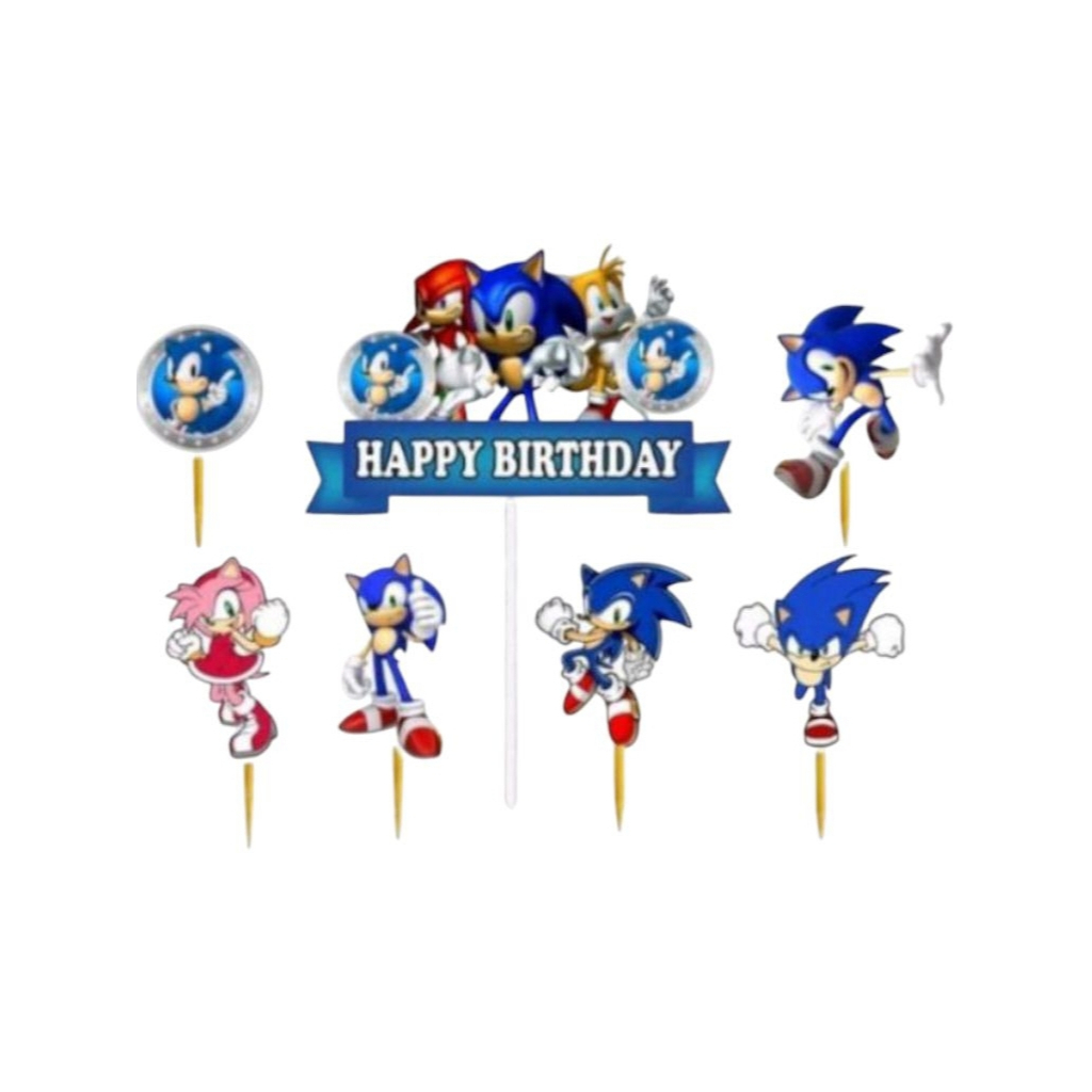 Toper Karakter SONIC Decorasi Cake Happy Birthday Hiasan Kue Ulang Tahun