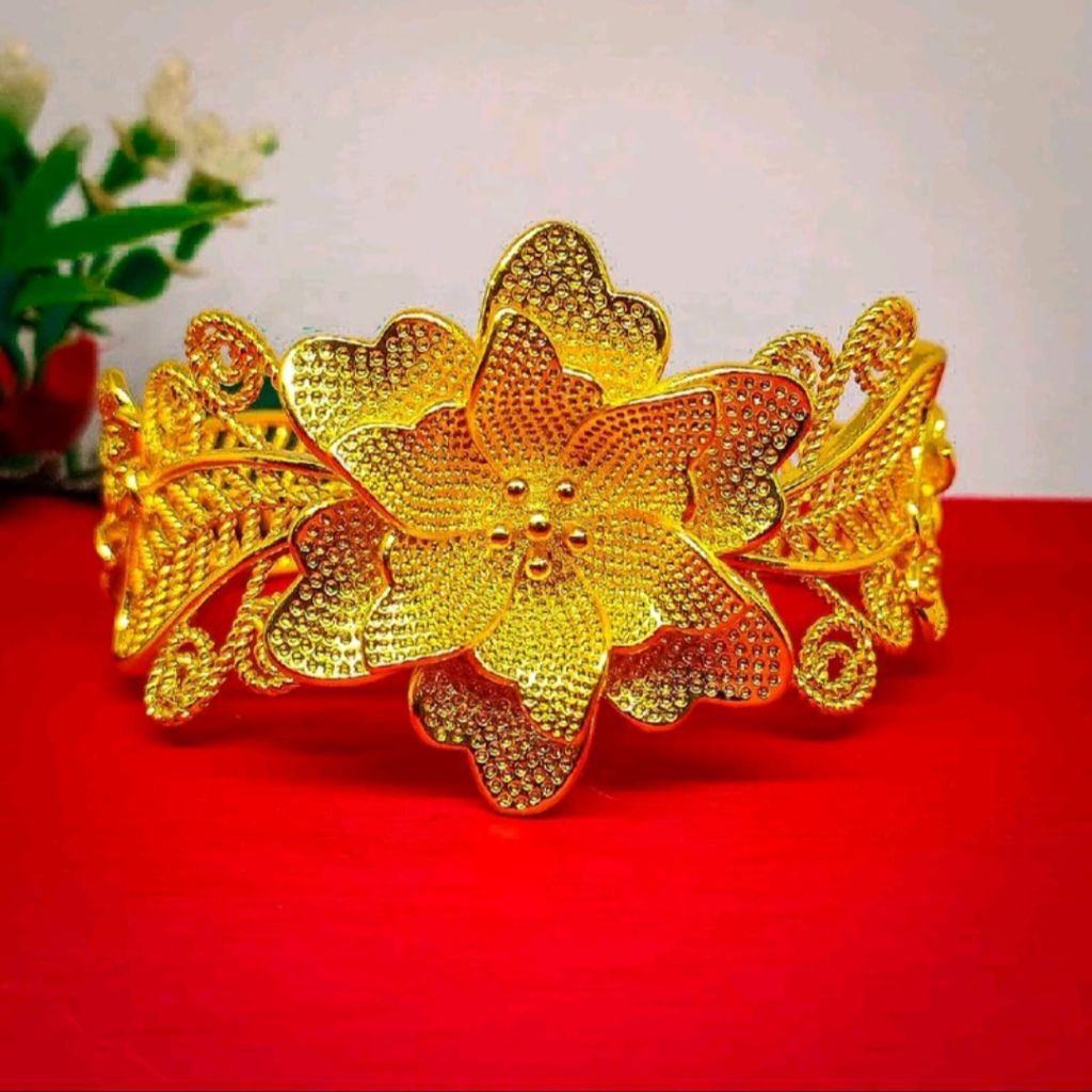 GELANG BANGLE BUNGA KENDARI PERHIASAN DUBAI LAPIS EMAS 24K