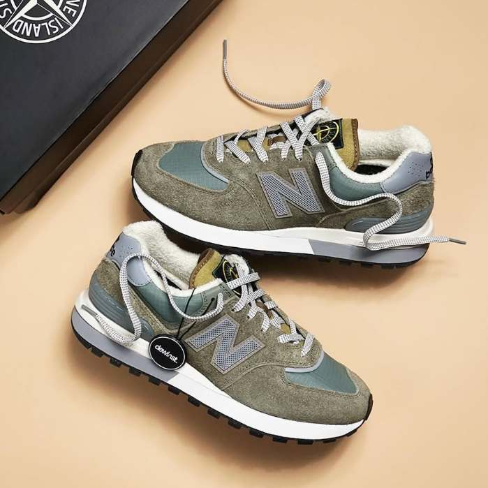 Sepatu NB 574 Legacy X Stone Island Dark Green Pria Wanita Unisex