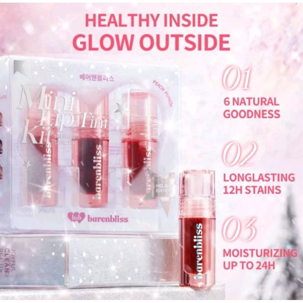 BNB BARENBLISS MINI LIP TINT KIT MIX ISI 3 ( 01PARADISE FOUND+04 NEVER SETTLE+06 BRAVE ENOUGH)