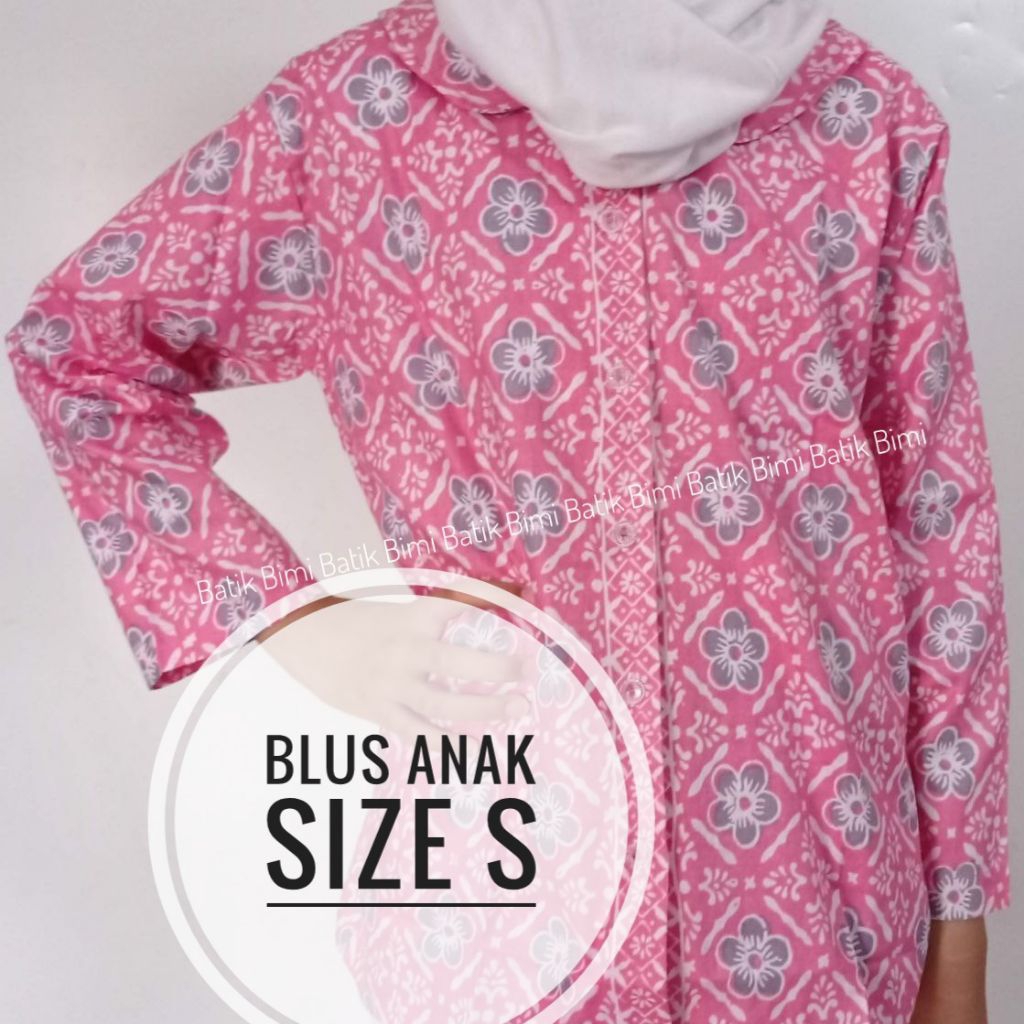 Griyabatikbimi blouse kemeja batik anak perempuan lengan panjang size S usia 5-6 tahun