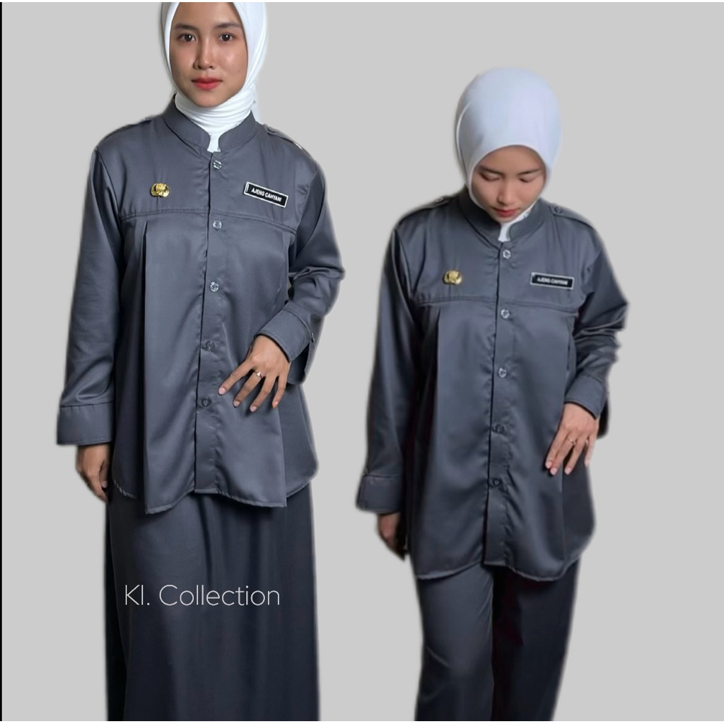 Seragam Dinas Abu tua Hamil PDH Pns Wanita terbaru