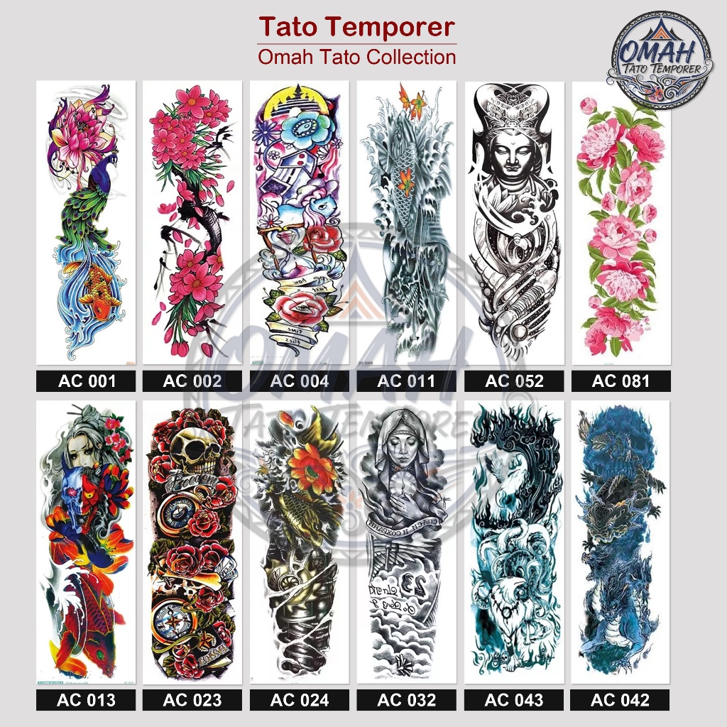 Omah Tato Temporer Temporary Full Lengan Tangan Viral Waterproof Anti Air AC Series