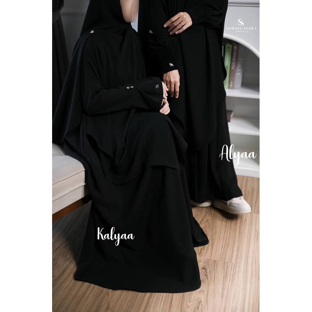 Prewash - never been used gamis kalya soraya syari black L set fk