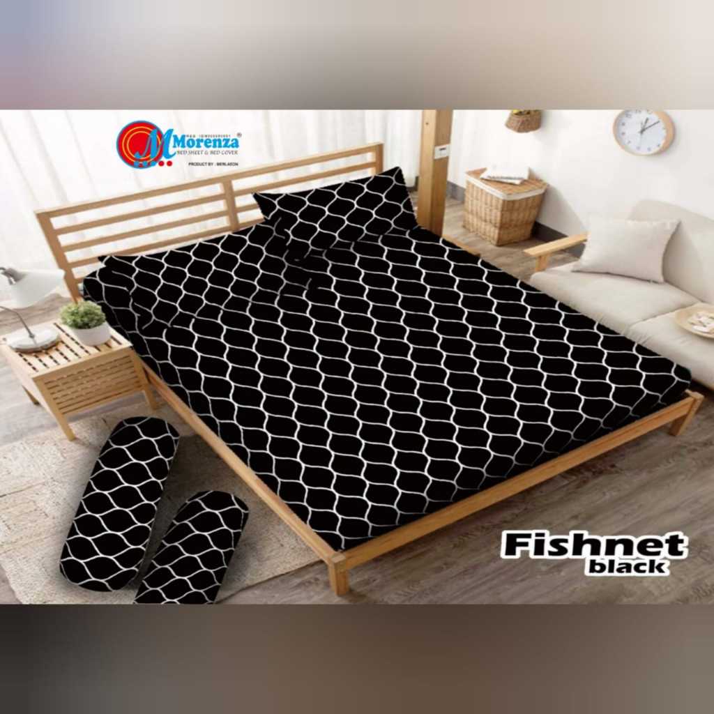 sprei sorong Morenza 2in1 atas bawah ukuran 140x200cm motif minimalis menggunakan karet setiap sudut