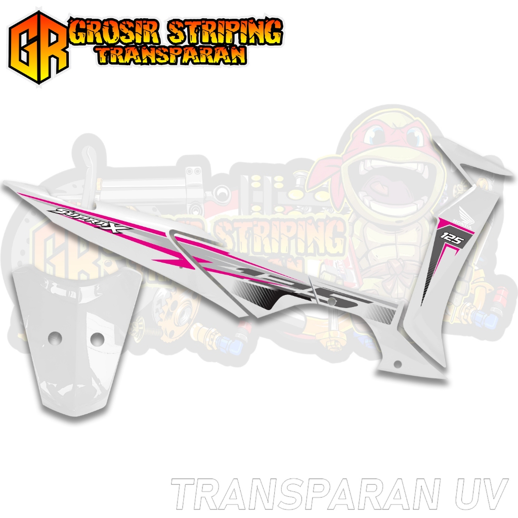 Striping Variasi Honda Supra X 125 R Tahun 2010 Desain Terbaru Simple Bahan Bening Uv