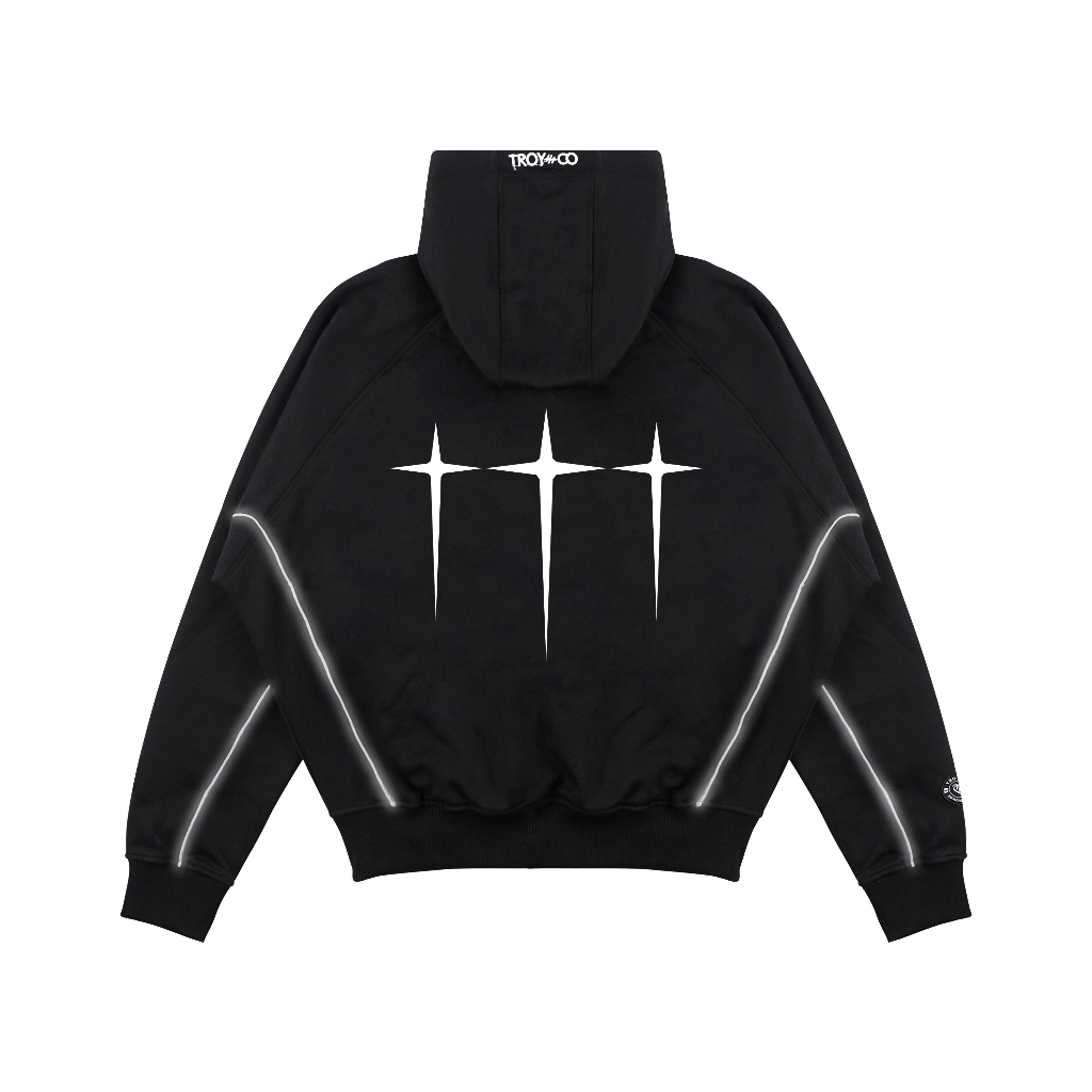 Troy Company Boxy Hoodie Starlight Black Tris Tar - Hoodie Boxy Reflective Hitam BSH 3404