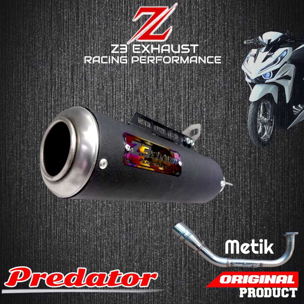 Knalpot Z3 Exhaust Predator 3 suara Motor Matic Nmax Aerox Vario Beat– Suara Gahar, Bahan Stainless