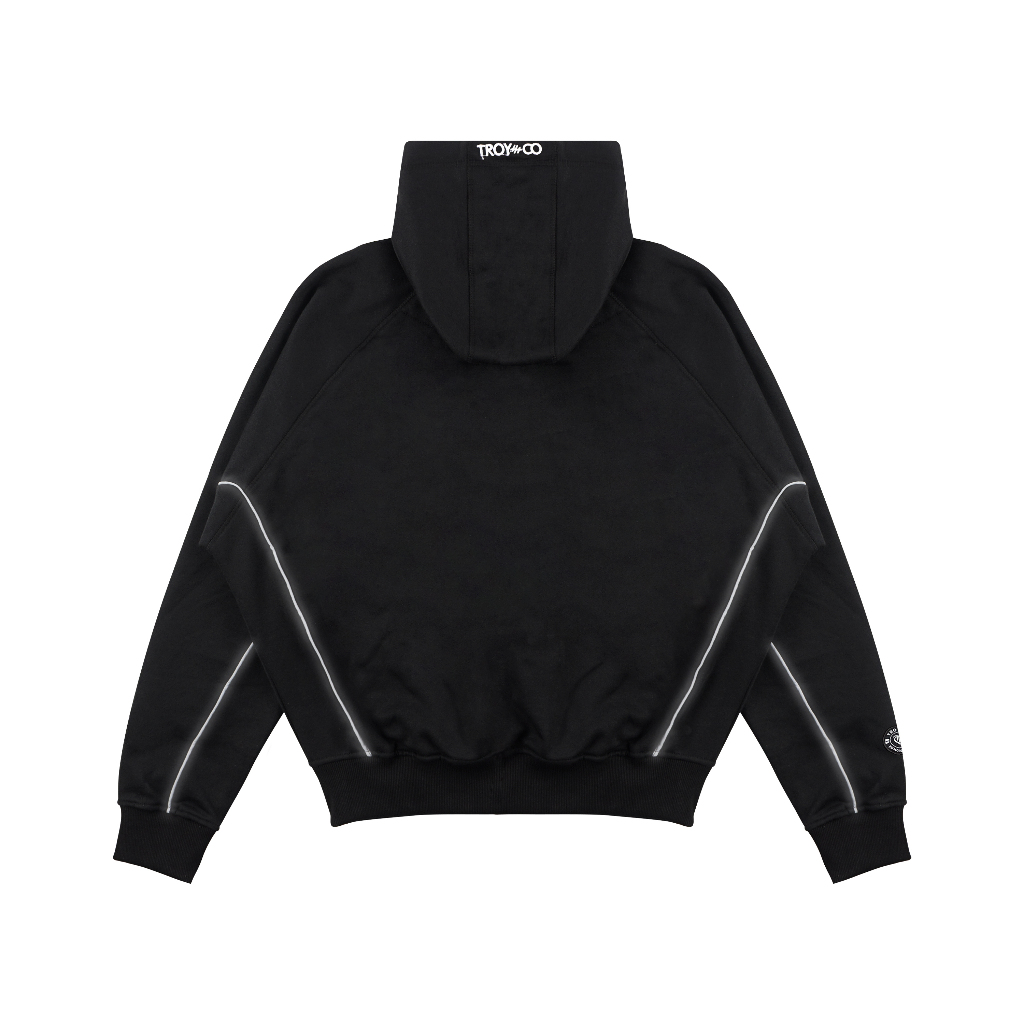 Troy Company Boxy Hoodie Starlight Black Randline - Hoodie Boxy Reflective Hitam BSH 3406