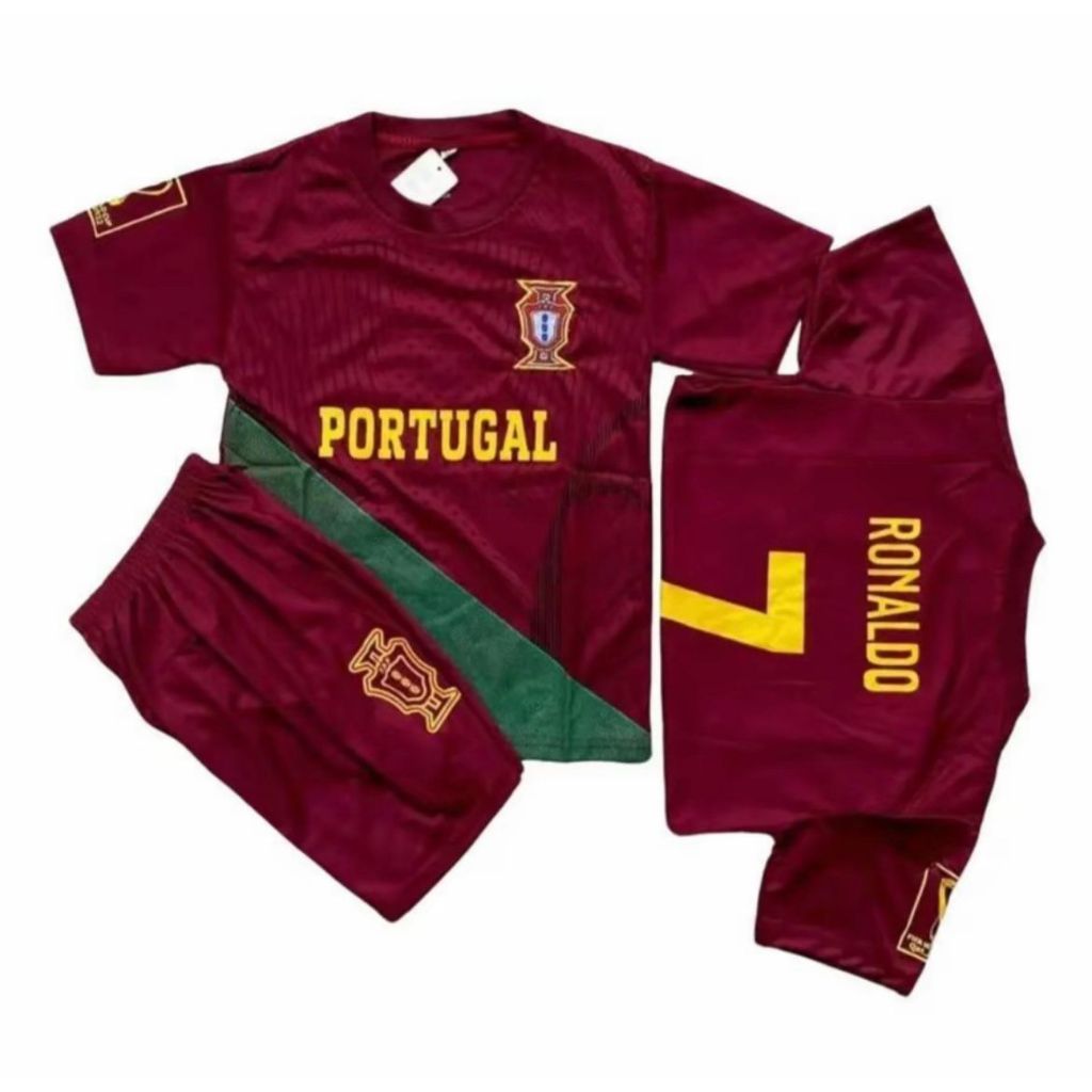 Setelan Baju Bola Anak Portugal Maroon Usia 6 Bulan -15 Tahun - Jersey Baby SD SMP TERMURAH