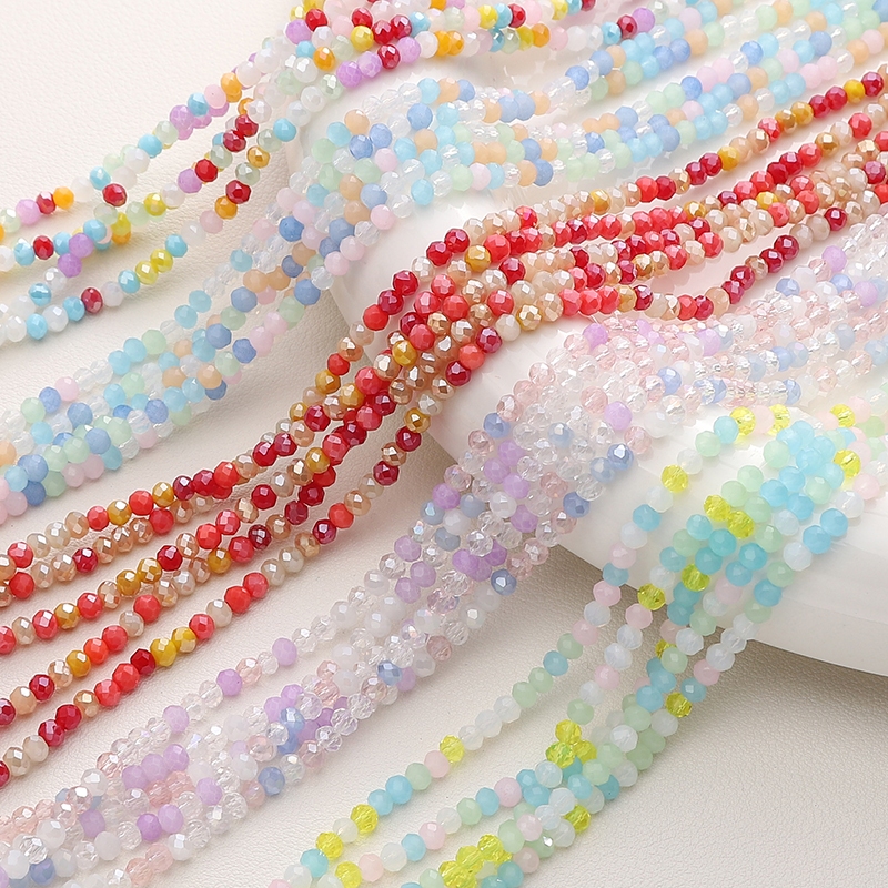 [Daidifen] 3mm  Manik Kristal Facet - Untuk Aksesoris Gelang DIY - Manik Kaca Warna-Warni