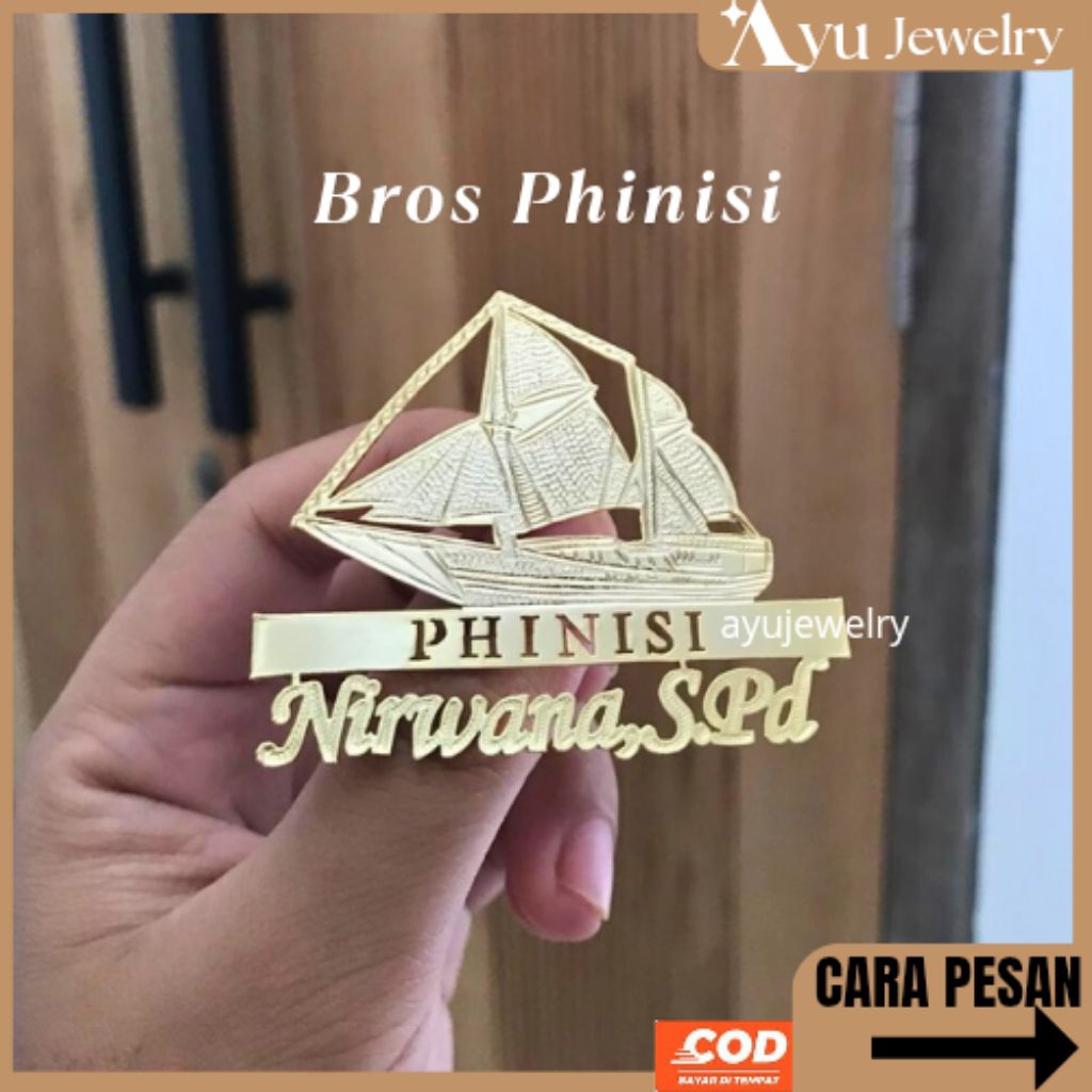 Bros Phinisi Kapal Bros Custom Nama dan NIP Good Quality Tebal Bros PNS