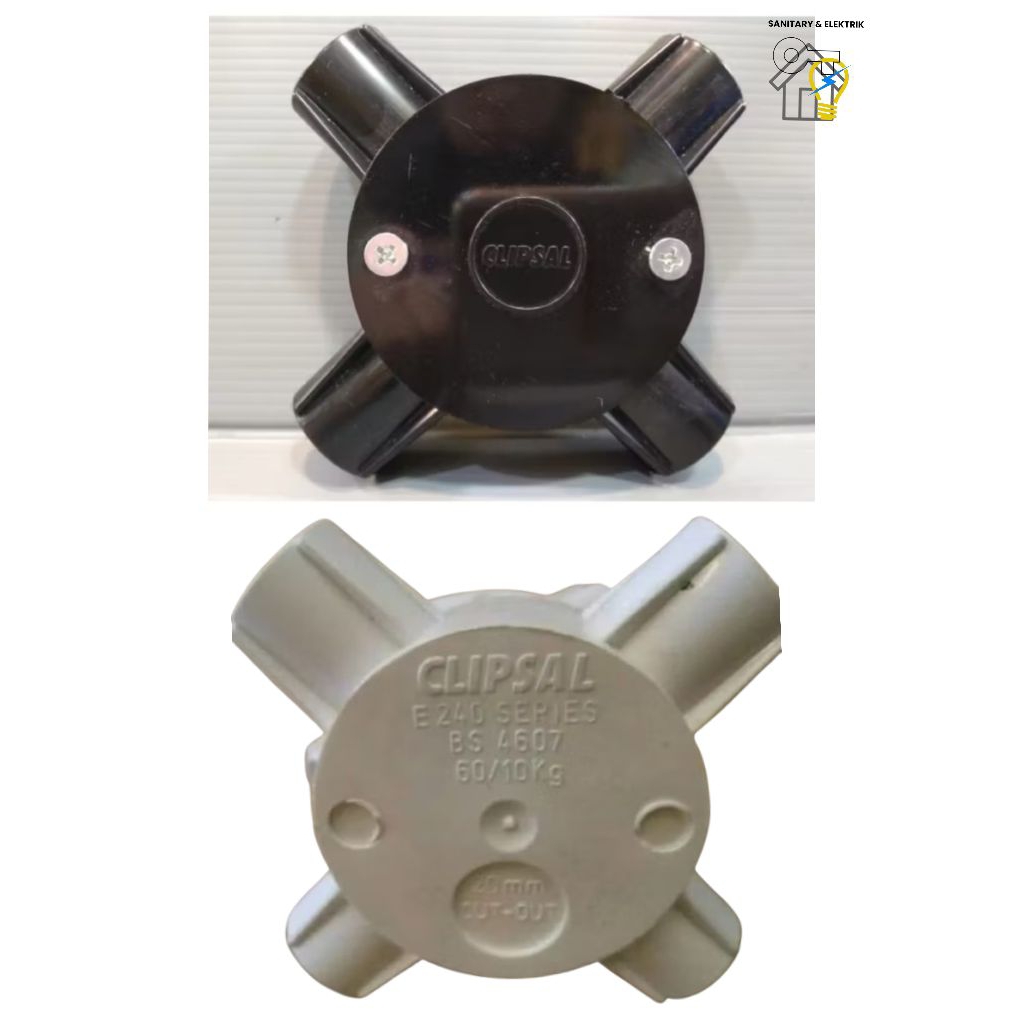 Tdus Tee Dus T Dus 20mm Cabang 4 Putih/Hitam Black Boss Clipsal / T Dus Clipsal Cabang 4