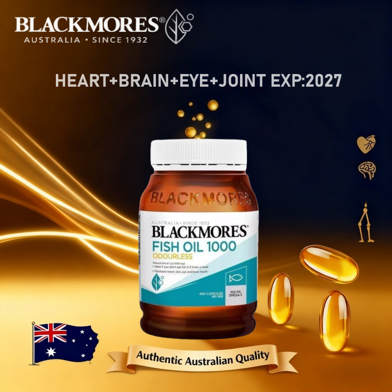 Blackmores Odourless Fish Oil 1000mg 400Caps Omega-3 EXP:2027