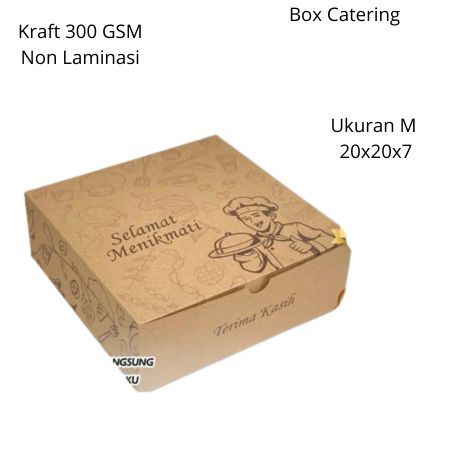 Box Catering Isi 20 Pcs Dus Kraft Kotak Nasi Motif Kekinian Ukuran 20x20 cm Bahan Tebal