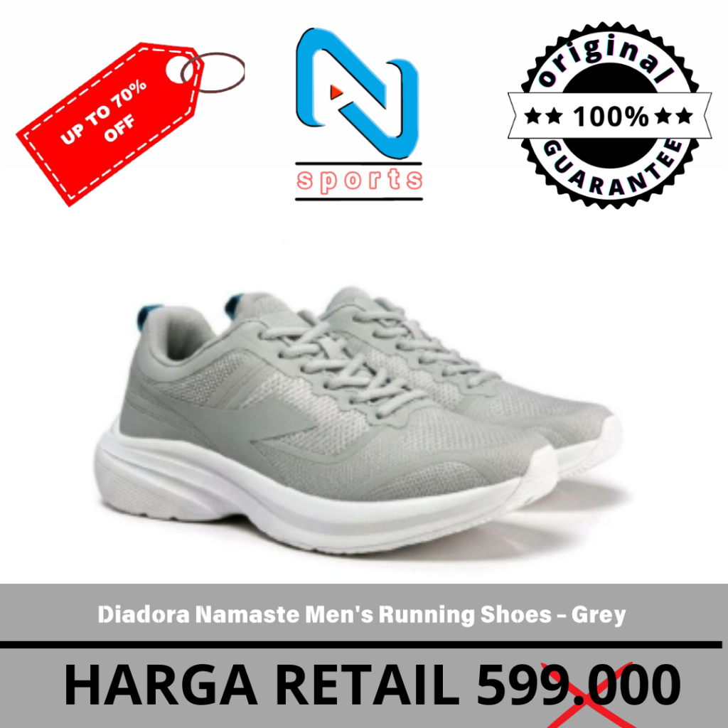 Sepatu Diadora Namaste Men's Running Shoes - Grey  Original 100%