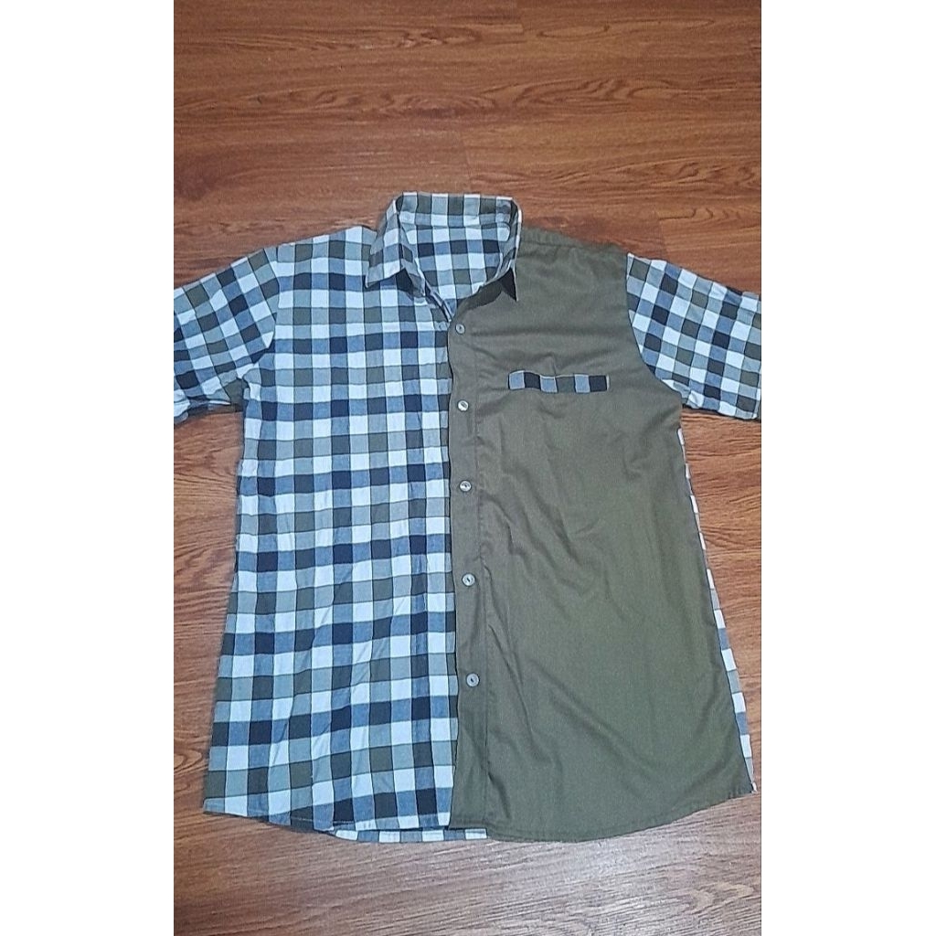 Kemeja pria warna hijau kotak2