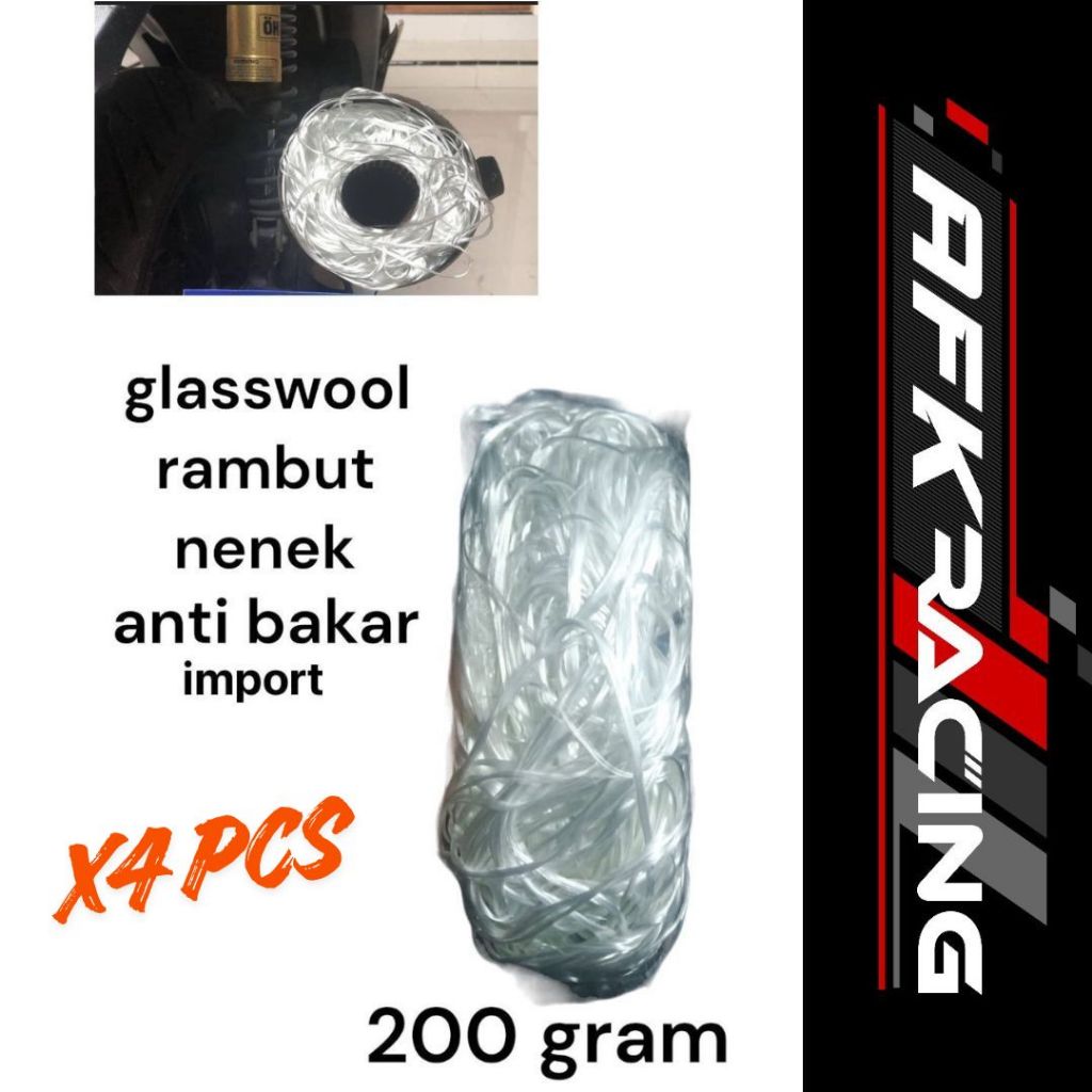 4pcs sepaket gaswool glaswool knalpot rambut nenek serat tebal anti bakar motor universal matic bebe