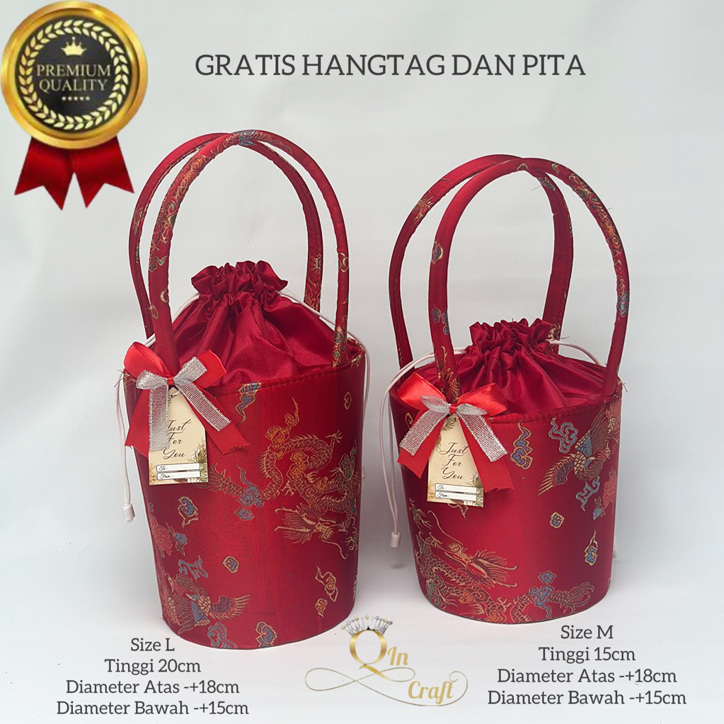 Tas Hampers CHEONGSAM EMBER GRATIS HANGTAG DAN PITA tas goodiebag CNY imlek natal souvenir parcel