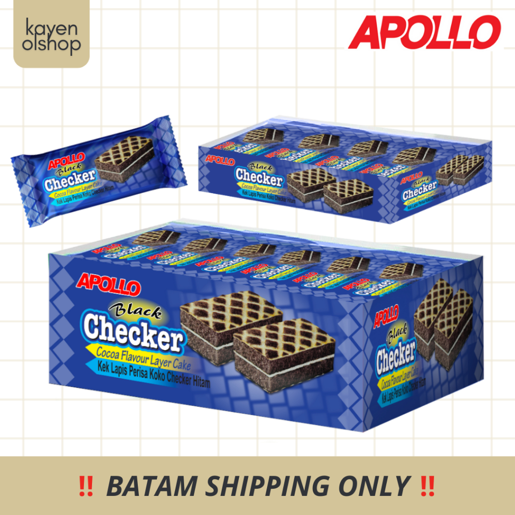APOLLO Black Checker Cocoa Layer Cake | isi 8 & 24 pcs