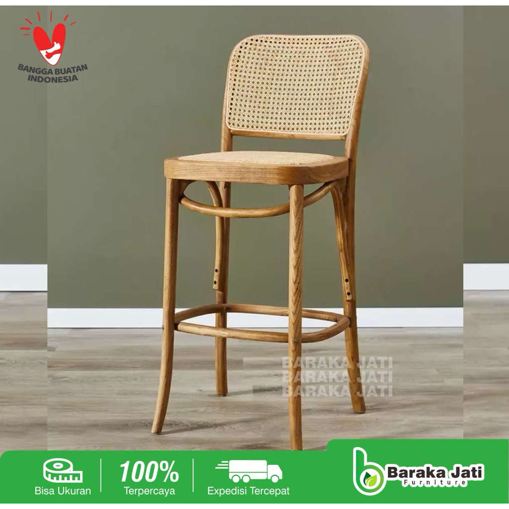 KUSRI BAR KELVFIN KURSI BAR ROTAN KURSI TINGGI BAR KURSI DAPUR MINIMALIS