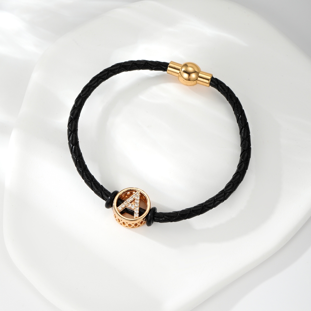 Hyl Jewelry 725B Couple Gelang  titanium huruf titanium lapis emas bola kristal berlian xuping Perhi